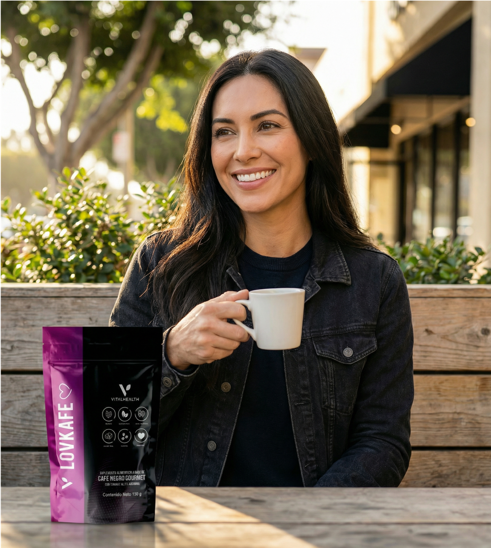 Hombre tomando V-LOVKAFE